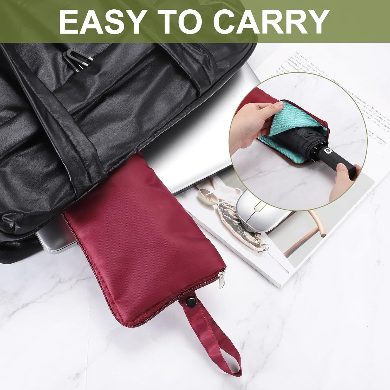2-Pack Foldable Waterproof Umbrella Storage Sleeve with Zippers view 5