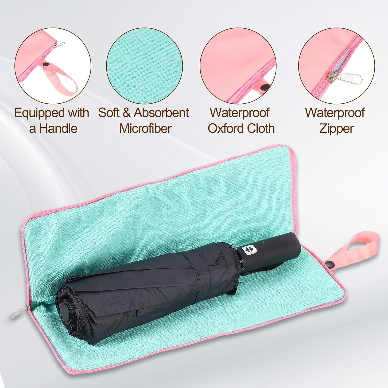2-Pack Foldable Waterproof Umbrella Storage Sleeve with Zippers view 2