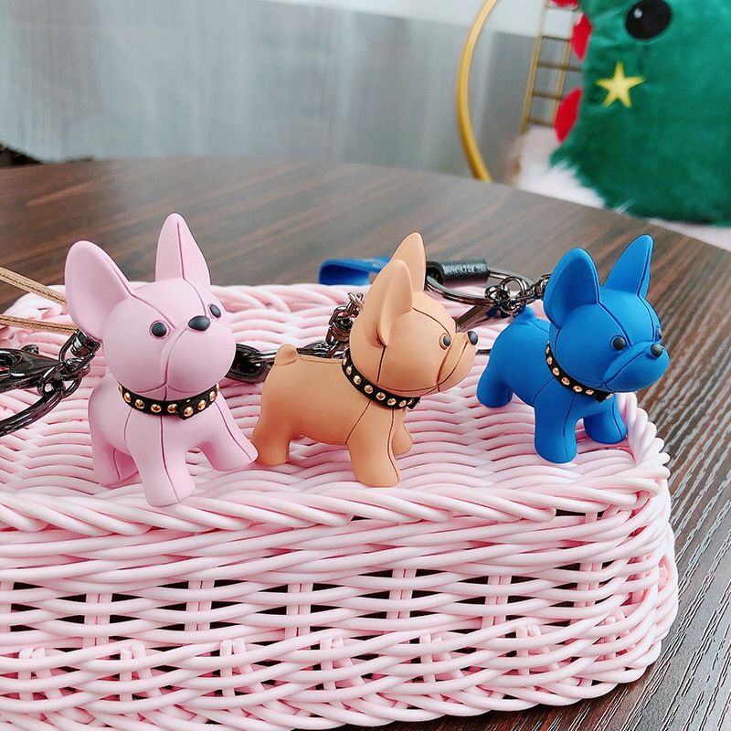 Black Cute Resin French Bulldog Keychain Pendant for Backpacks and Keys view 2