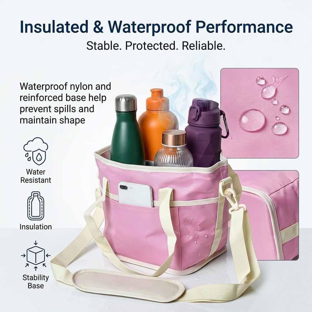 Black and Purple Foldable 4-Zone Car Insulated Drink Carrier Bag Bonus 2 Pack view 2