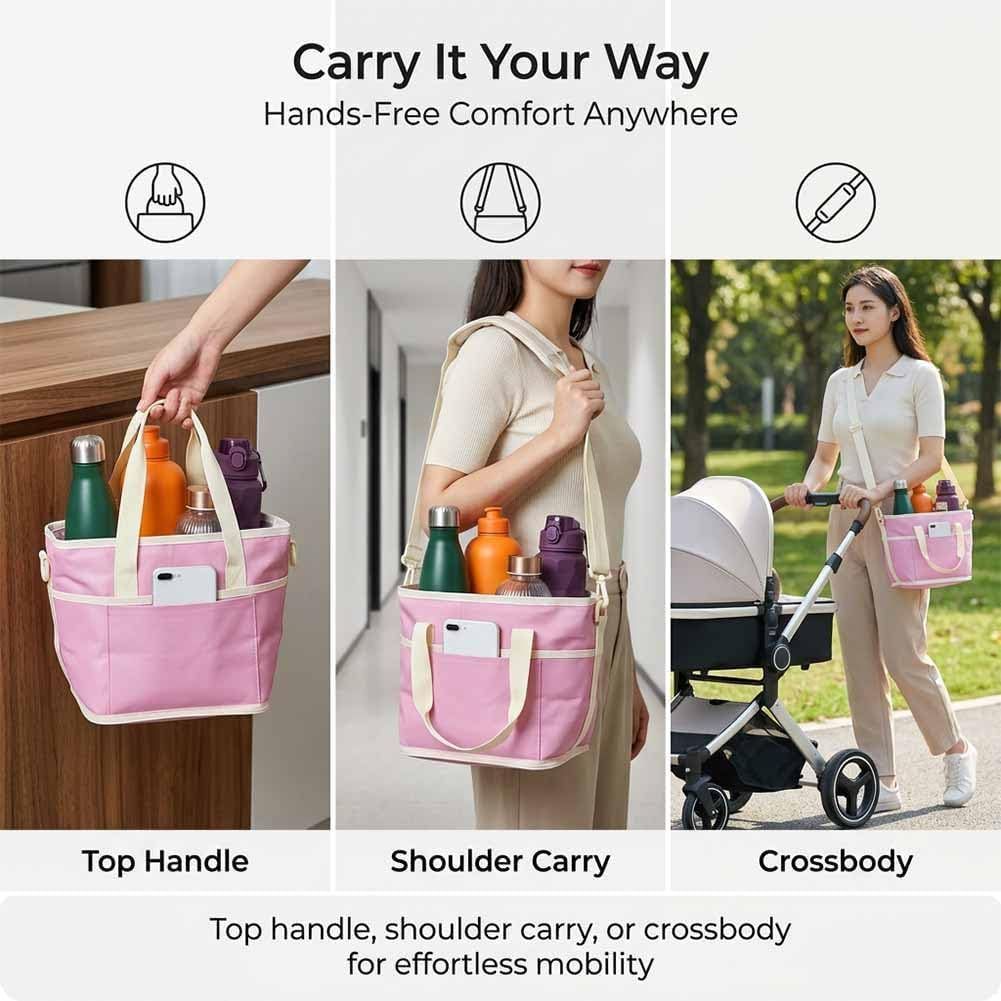 Black and Purple Foldable 4-Zone Car Insulated Drink Carrier Bag Bonus 2 Pack view 6