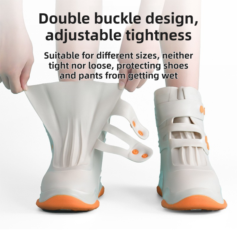 Thickened Waterproof Silicone Rain Shoe Covers with Adjustable Double Buckle view 4