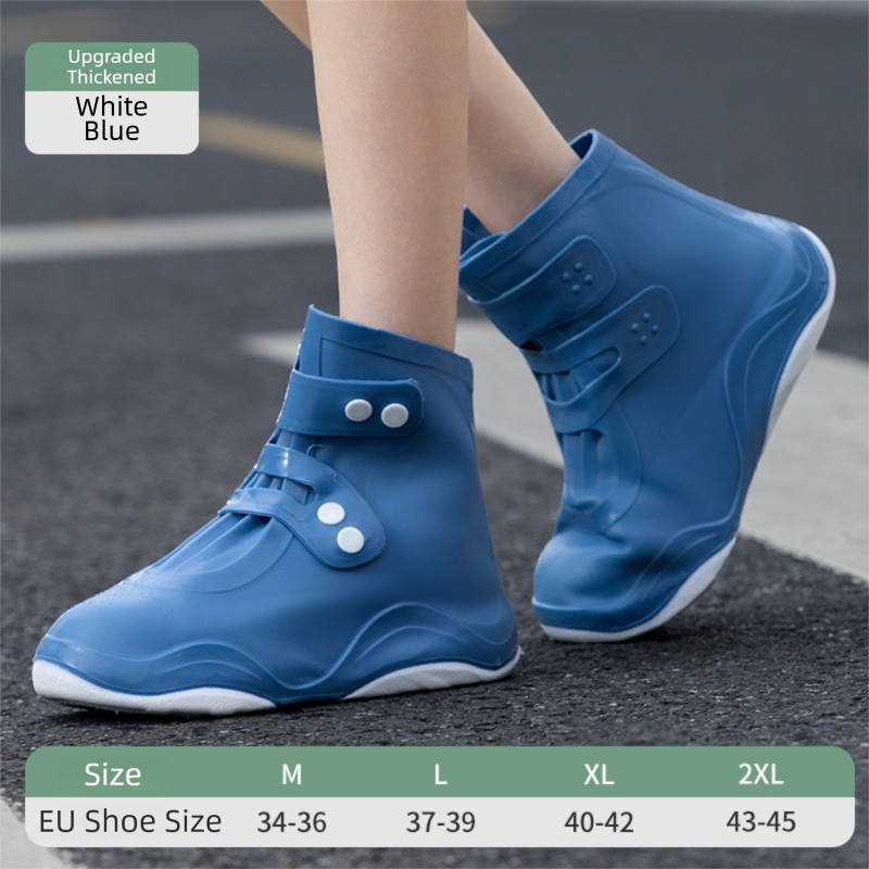 Thickened Waterproof Silicone Rain Shoe Covers with Adjustable Double Buckle