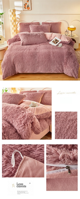 Dusty Rose Luxury Thick Plush 4 Piece Bedding Set for 1.5m & 1.8m Beds view 5