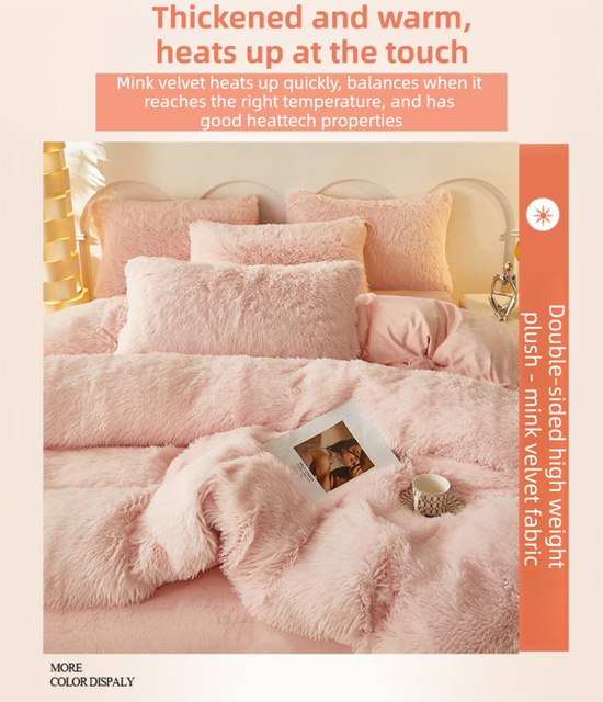 Coffee Luxury Thick Plush 4 Piece Bedding Set for 1.5m & 1.8m Beds – Winter view 3