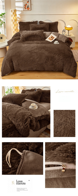 Coffee Luxury Thick Plush 4 Piece Bedding Set for 1.5m & 1.8m Beds – Winter view 5