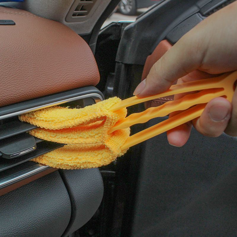 4 Pack Yellow Shutter and Car AC Vent Cleaner Brush with Washable Microfiber view 7