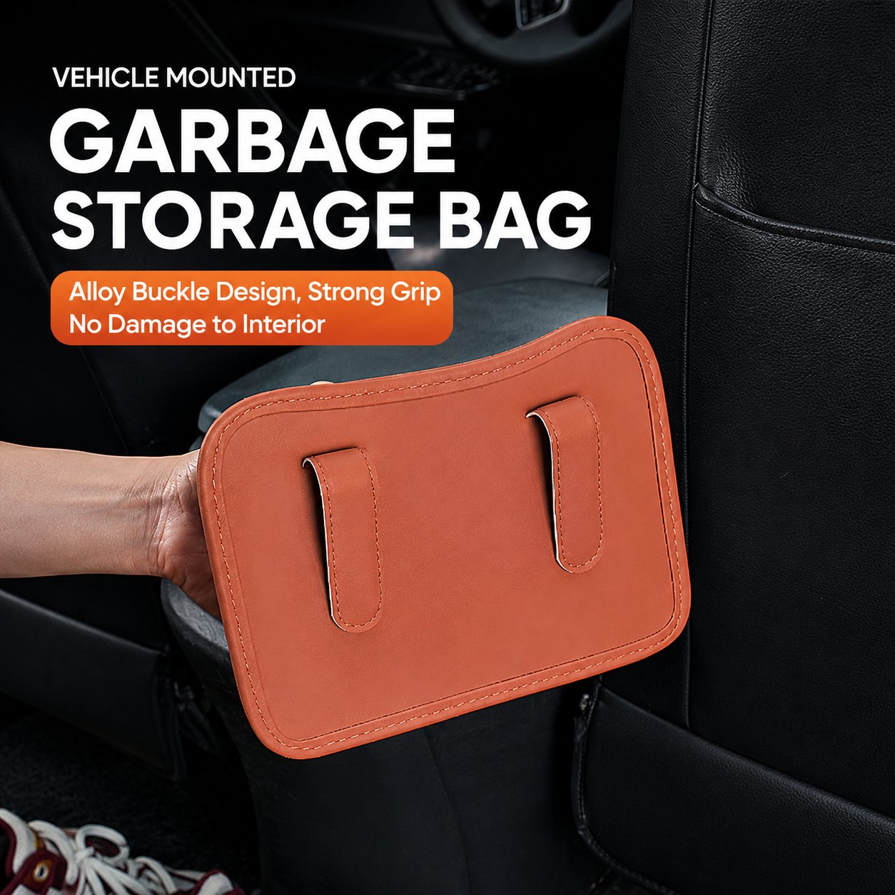 Coffee Waterproof Leather Car Hanging Storage Organizer with Back Clip 14.5 x view 3