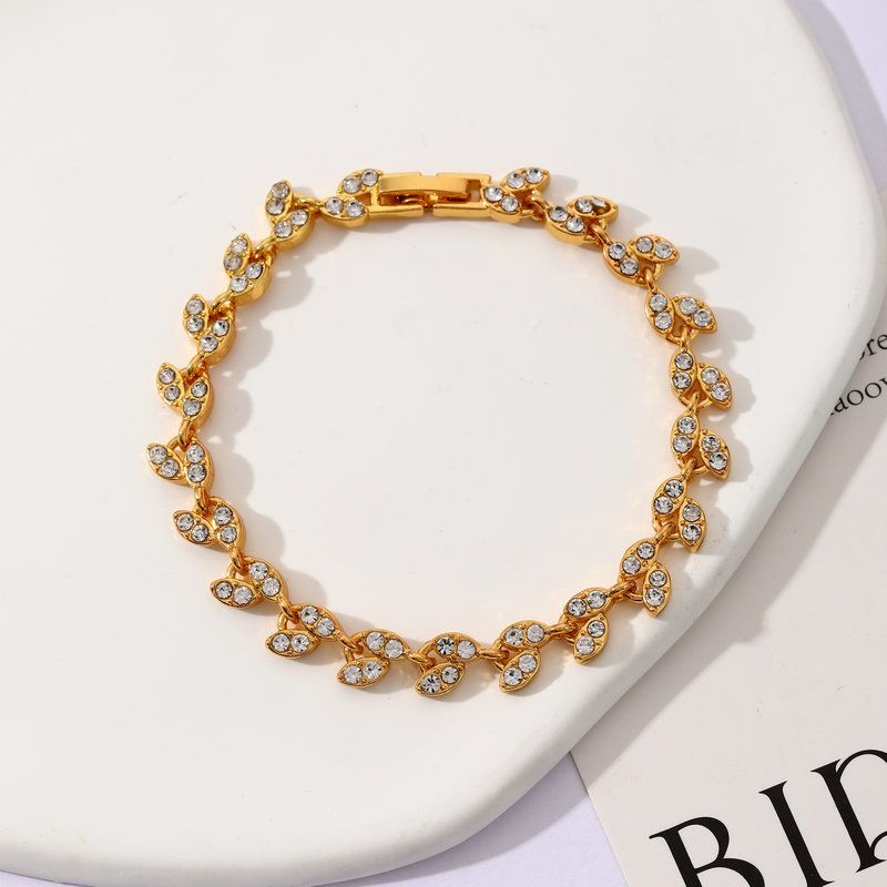 3 Pack Silver Gold and Rose Gold Women's Crystal Leaf Bracelets with Gift Box view 4
