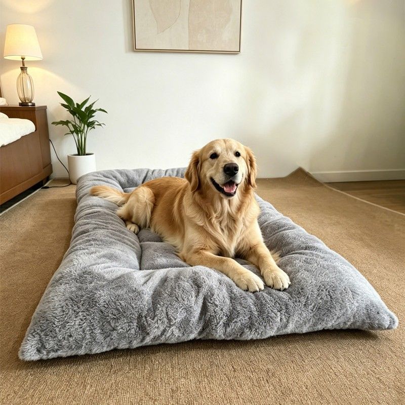 90 x 45CM Large Plush Pet Bed Mat for Dogs & Cats – Light Grey Double-Sided