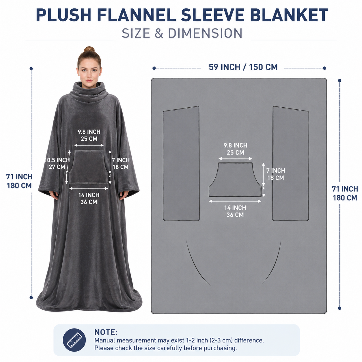 Winter Cozy Warm Loungewear Gift Set – 150 x 180CM Dark Grey Flannel Fleece view 3