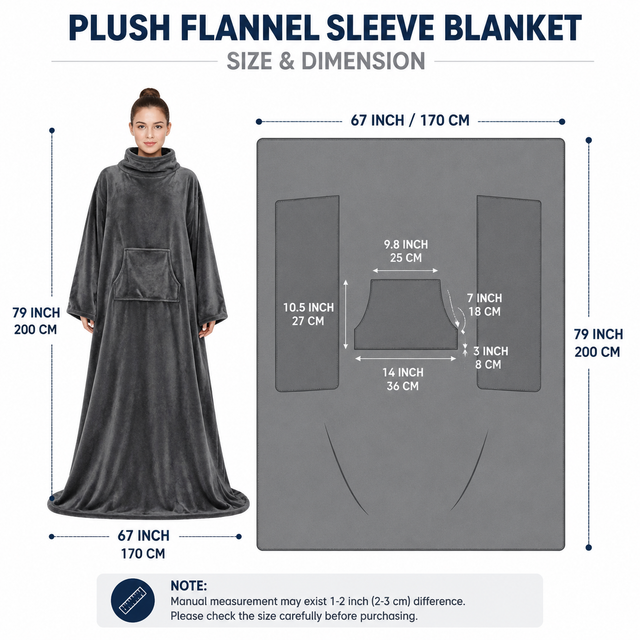 Winter Cozy Warm Loungewear Gift Set – 170 × 200CM Dark Grey Flannel Fleece view 3