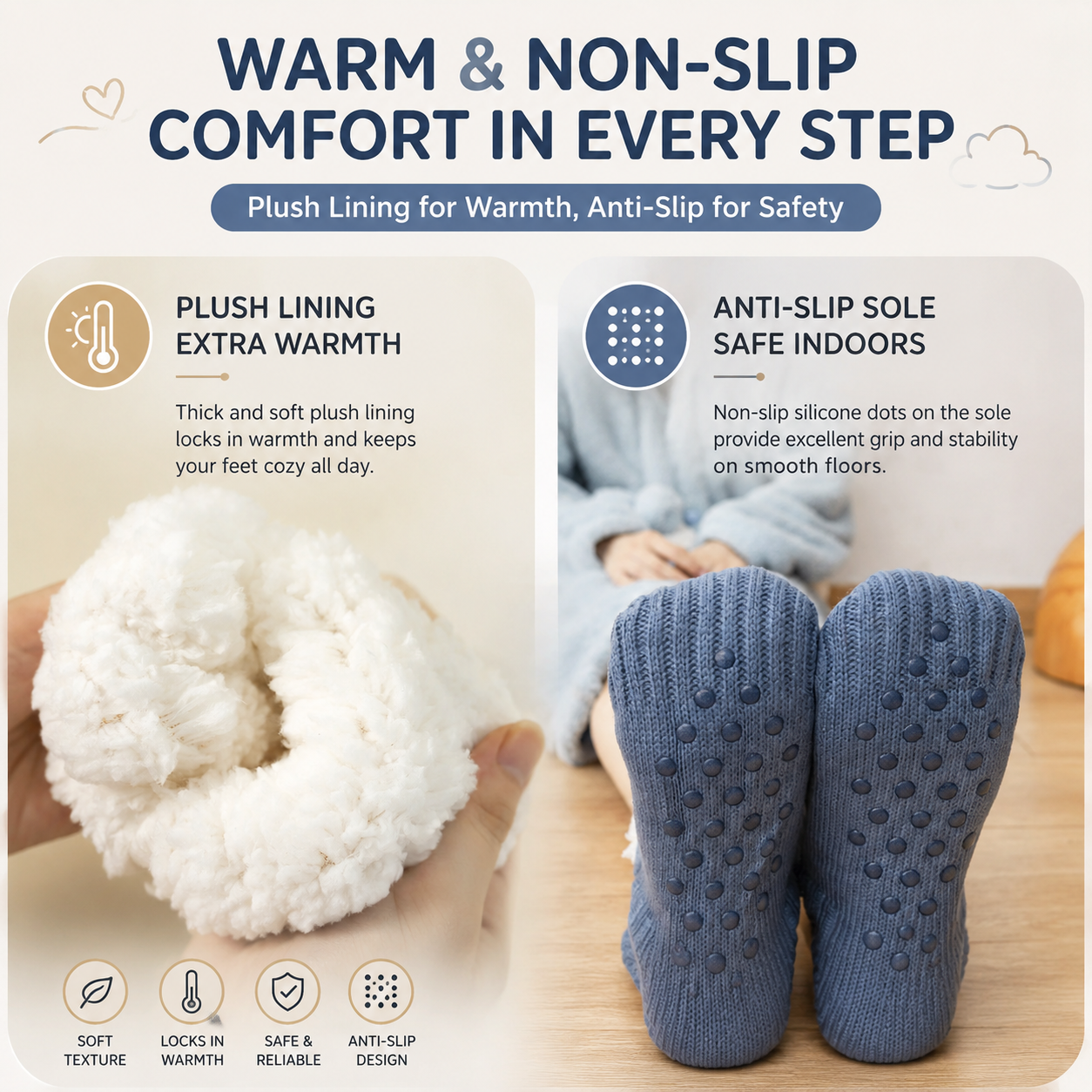 Winter Cozy Warm Loungewear Gift Set – 170 × 200CM Navy Blue Flannel Fleece view 8