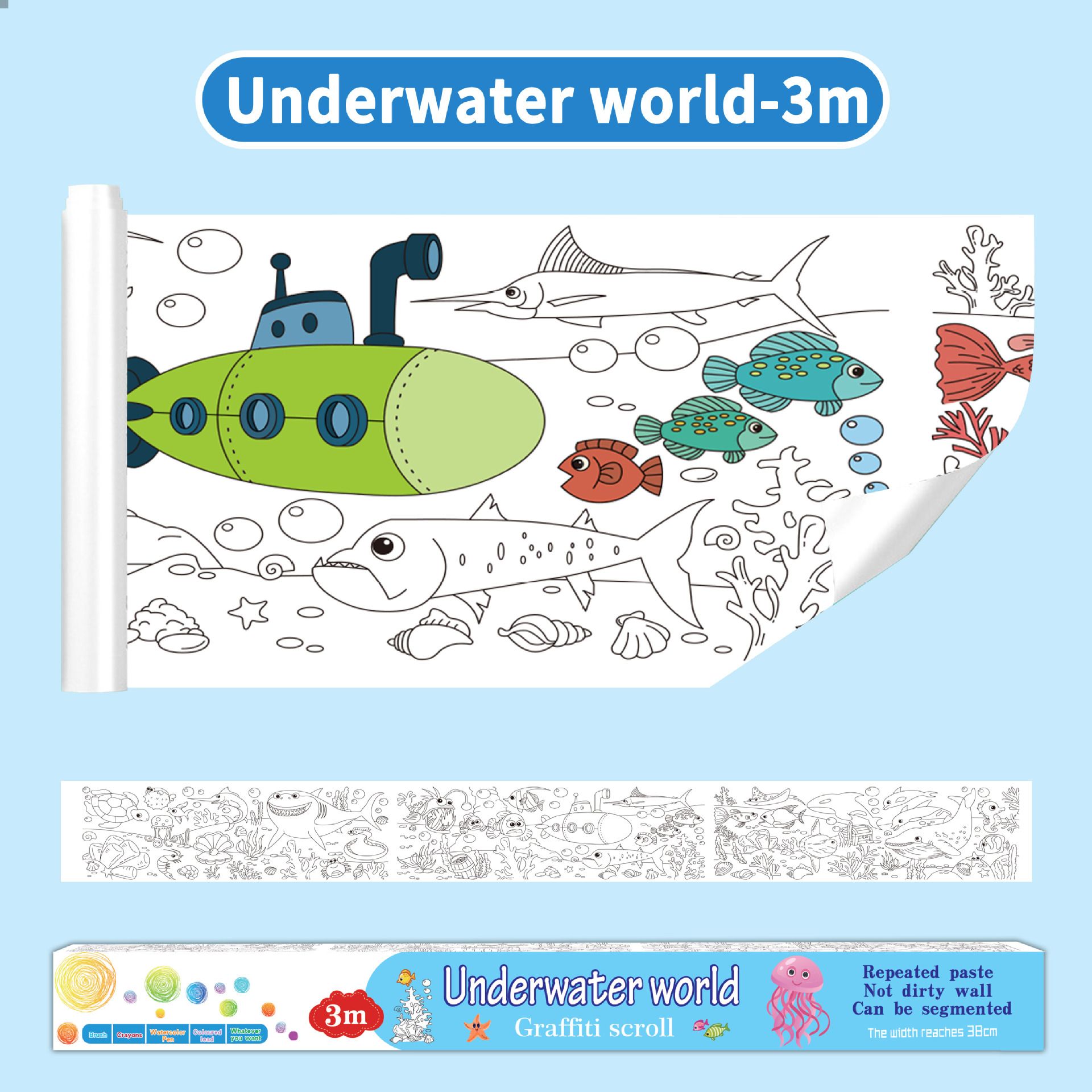 3M Extra Long Reusable Coloring Paper Roll