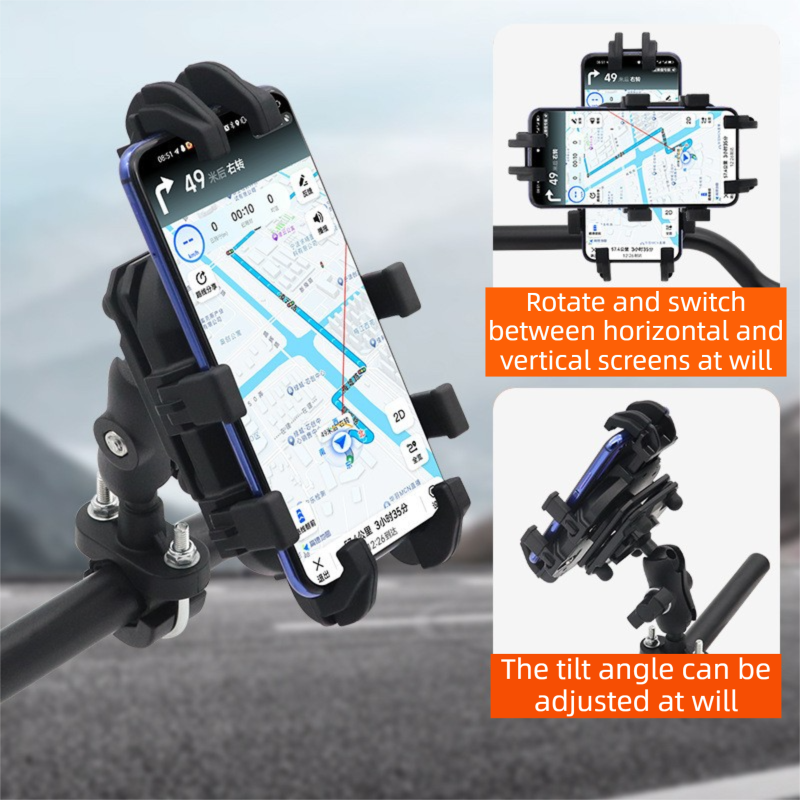 Black Secure Grip Anti-Shock Bike Phone Mount - 360° Rotating Adjustment view 3