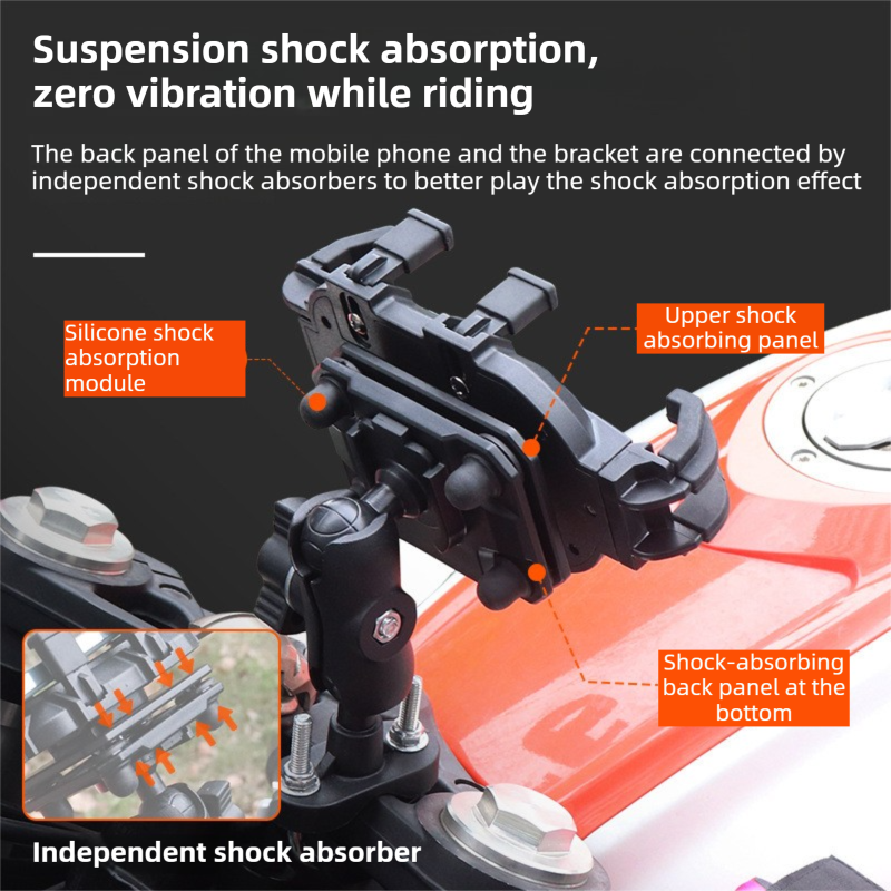 Black Secure Grip Anti-Shock Bike Phone Mount - 360° Rotating Adjustment view 4