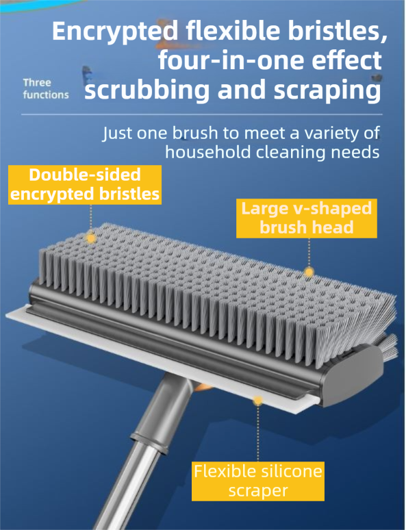 Grey and Orange 360°Rotating Detachable V-Shaped Floor Scrub Brush for Indoor view 4