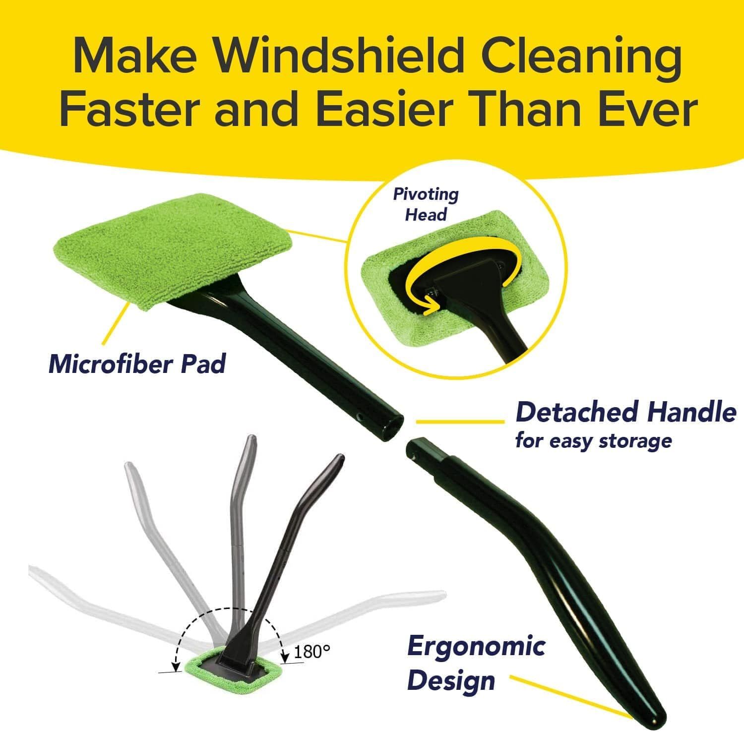 Car Windshield Rotating Defogger Cleaner Brush with 4 Washable Microfibre Pads view 3