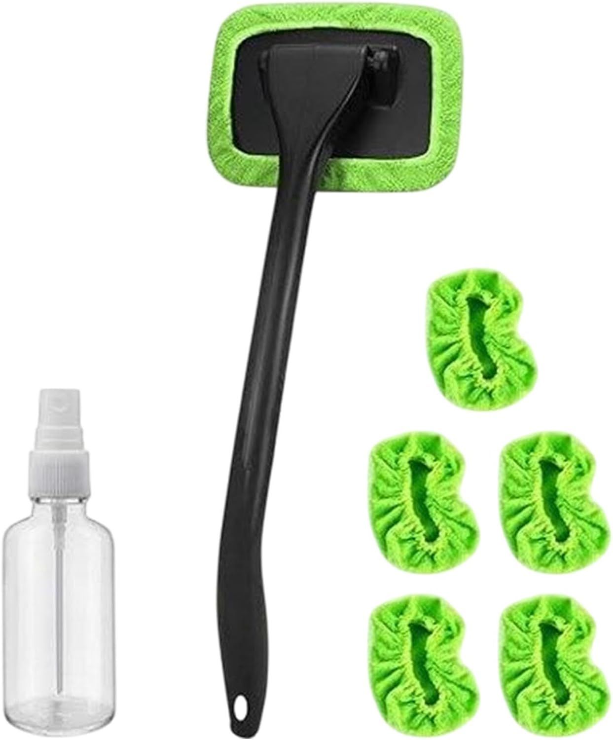 Car Windshield Rotating Defogger Cleaner Brush with 6 Washable Microfibre Pads