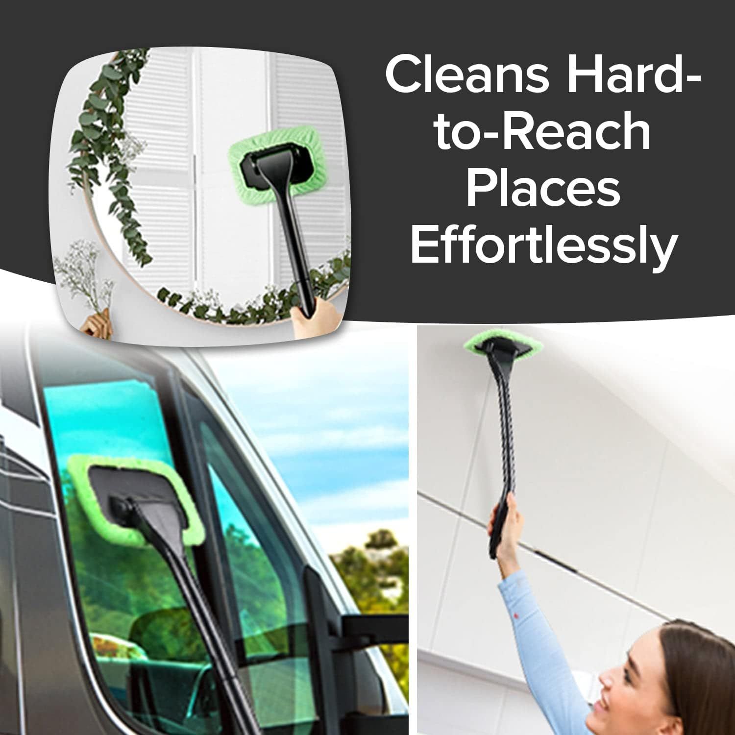 Car Windshield Rotating Defogger Cleaner Brush with 6 Washable Microfibre Pads view 4