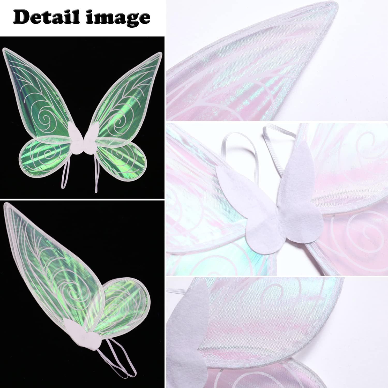 Pink Fairy Shimmering Butterfly Wings Costume with Elastic Shoulder Strap view 2