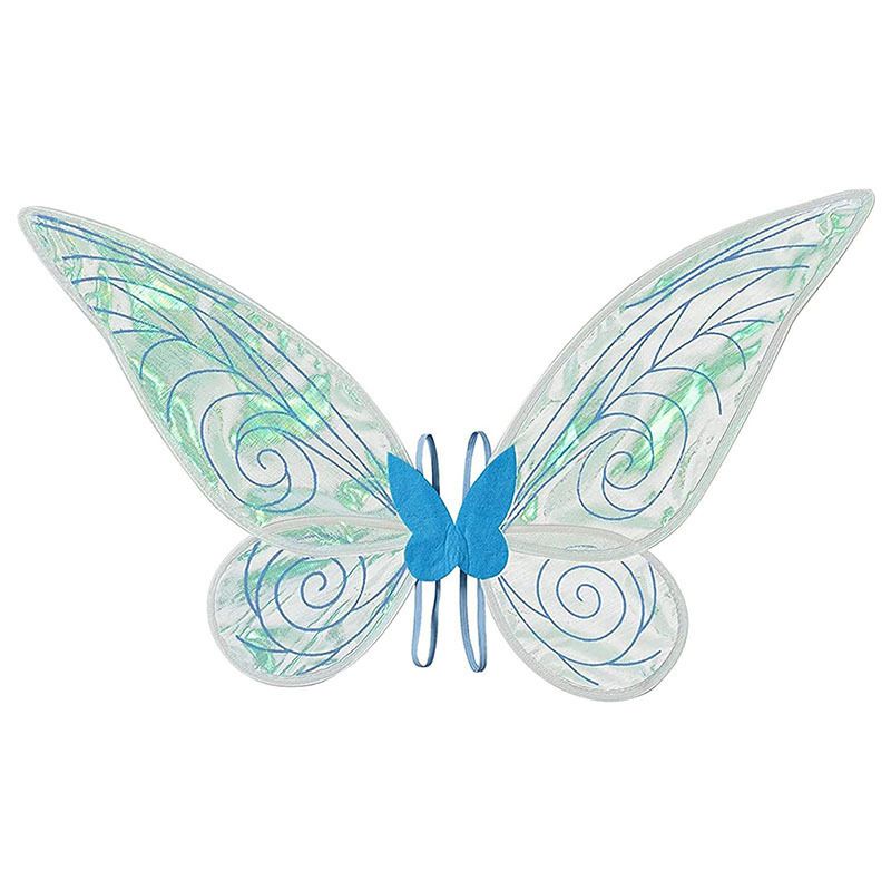 Blue Fairy Shimmering Butterfly Wings Costume with Elastic Shoulder Strap