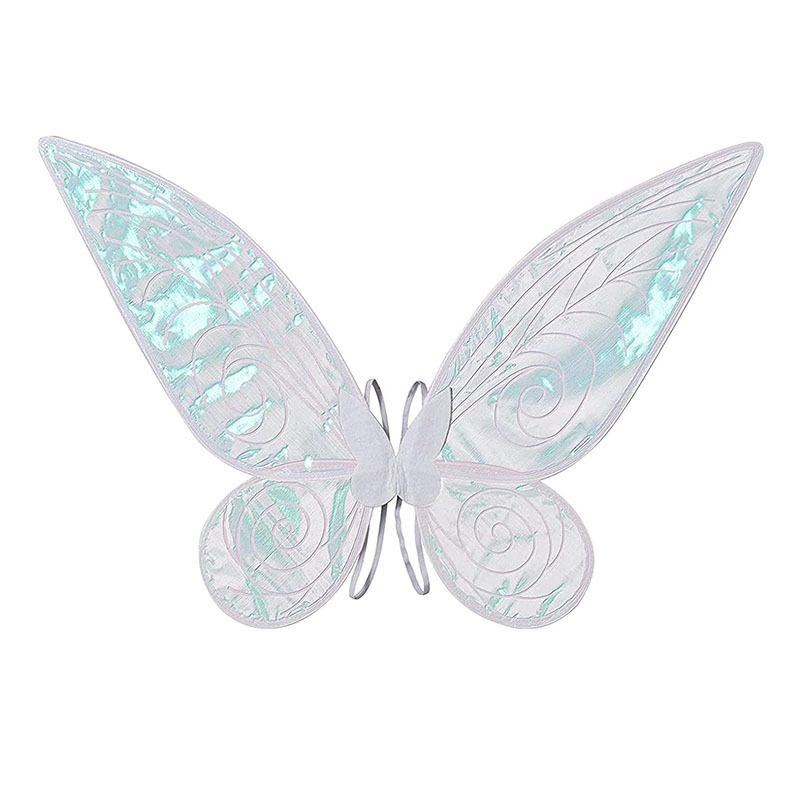 White Fairy Shimmering Butterfly Wings Costume with Elastic Shoulder Strap