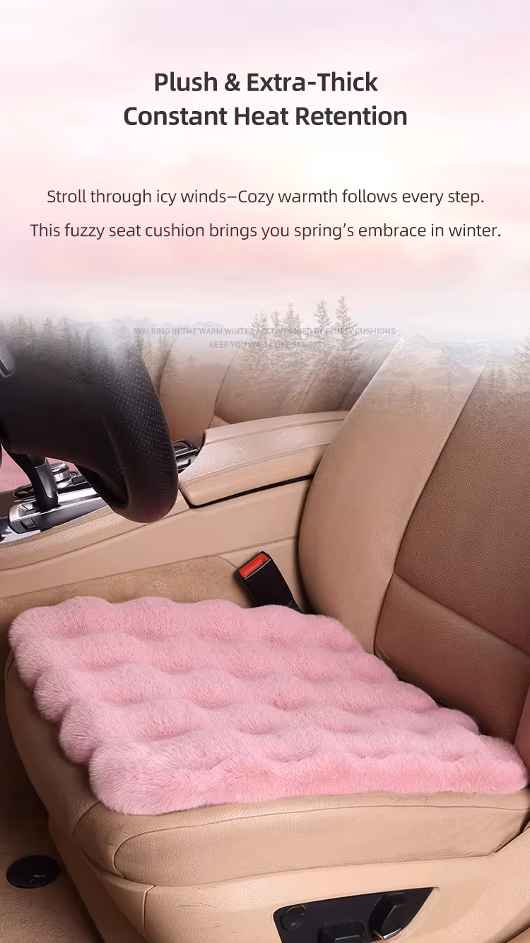 2-Piece Winter Warm Non-Slip Car Interior Comfort Combo with Grey Soft Bubble view 2