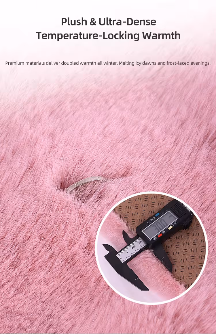 3-Piece Winter 3D Fluffy Bubble Fleece Car Seat Cushion Set - 2 x Plush Car view 3