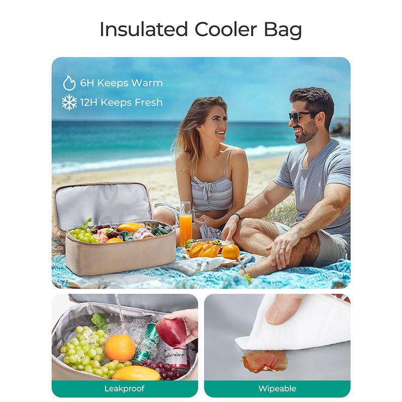 16.5 x 7.9 x 18.9" Light Blue Beach Travel Mesh Tote Bag with 14L Insulated view 5