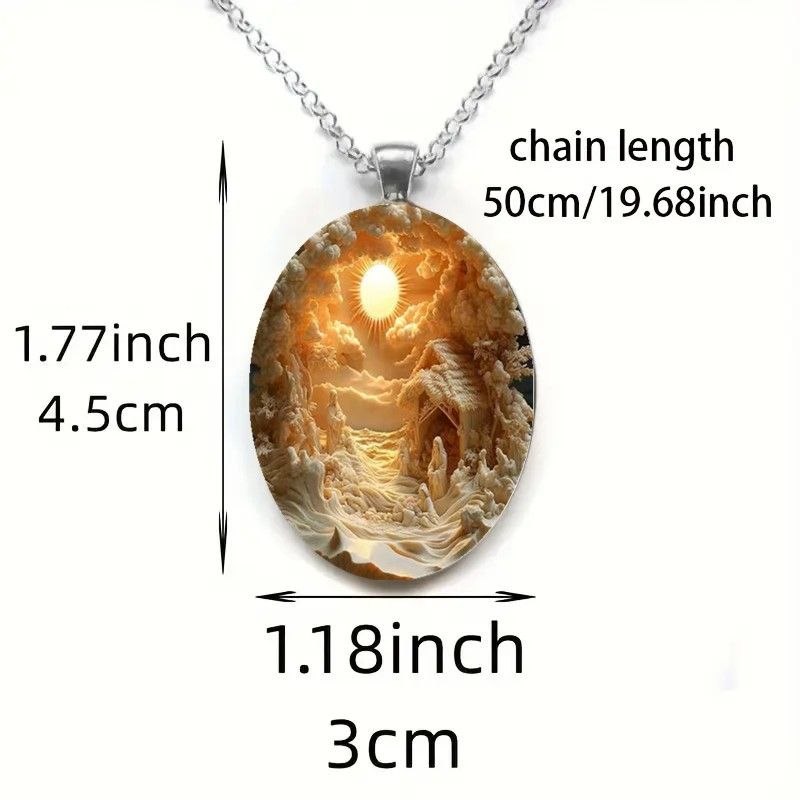 3D Nativity Scene Pendant Necklace & Keyring Set with Gift Box – Christmas view 4