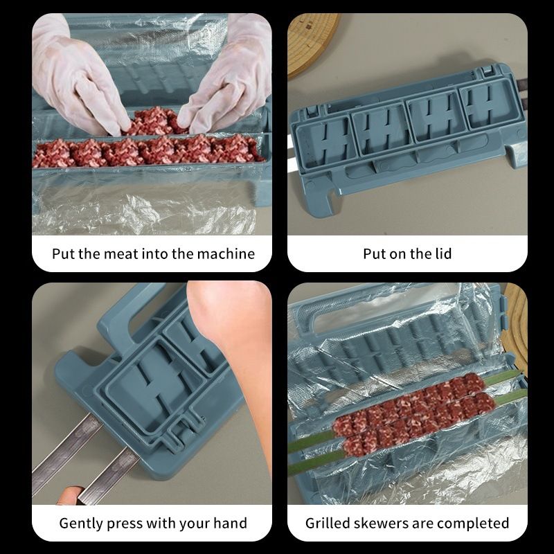 Grey Portable Folding Kebab Maker and BBQ Skewer Tool - Hygienic Quick view 2
