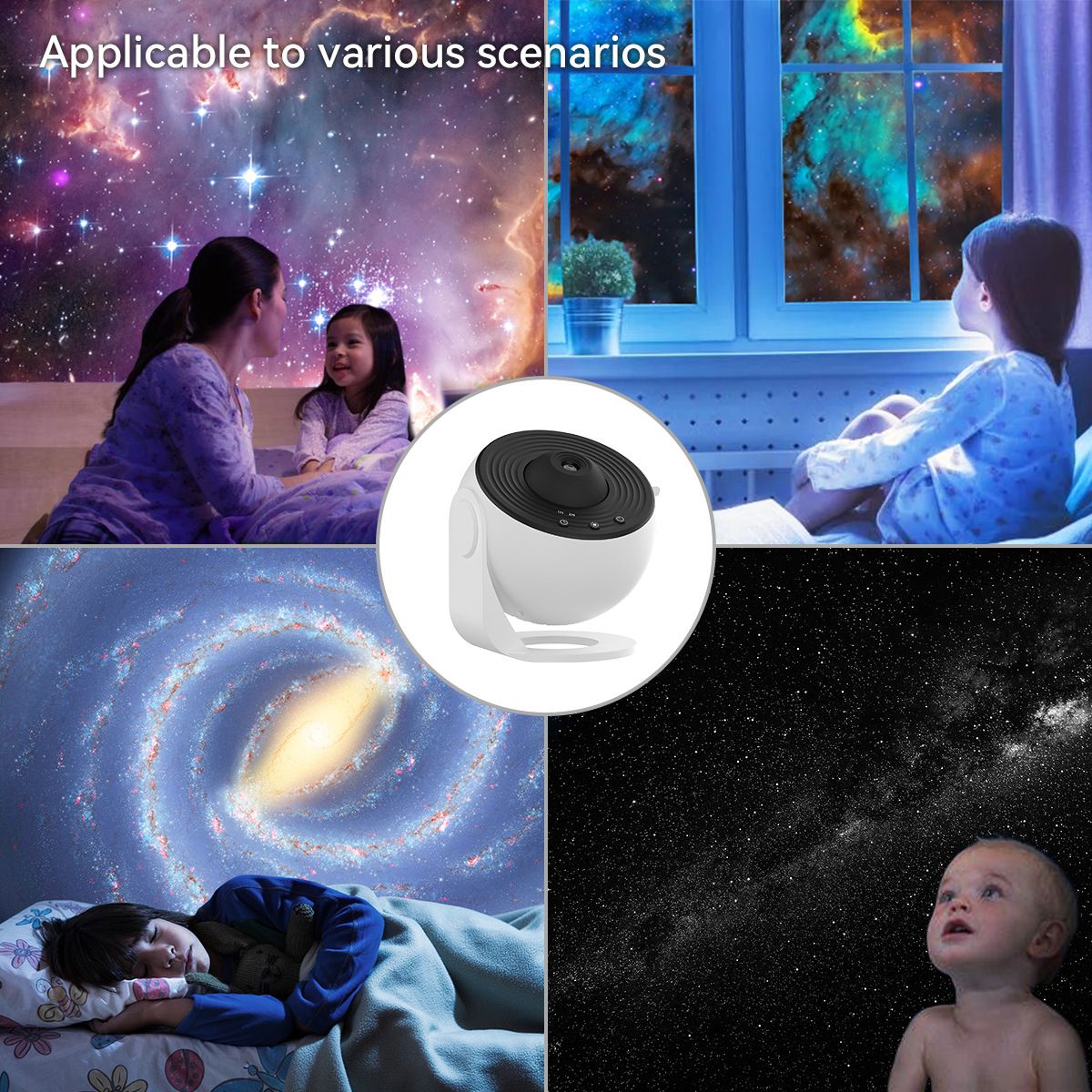 Black USB Powered Galaxy Star Projector and Earth Globe Night Light with 12 HD view 6