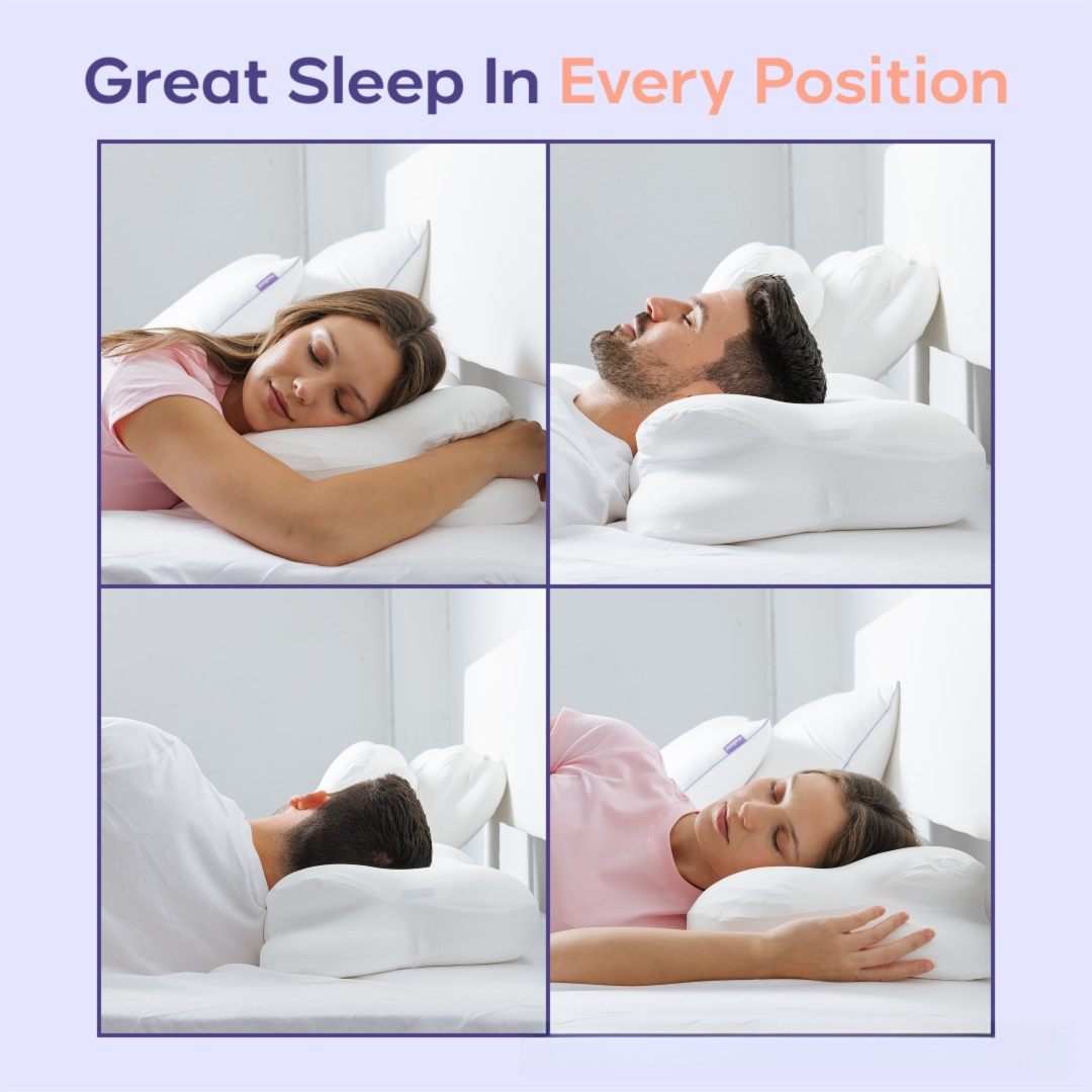 Light Blue Cloud Memory Foam Cervical Support Pillow Core and Cover (71 x 38 x view 5