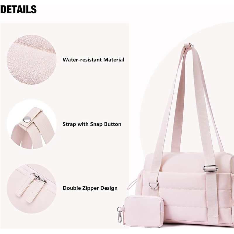 Black Women’s Fluffy Nylon Gym Travel Tote Bag and Coin Purse Set - Side view 6