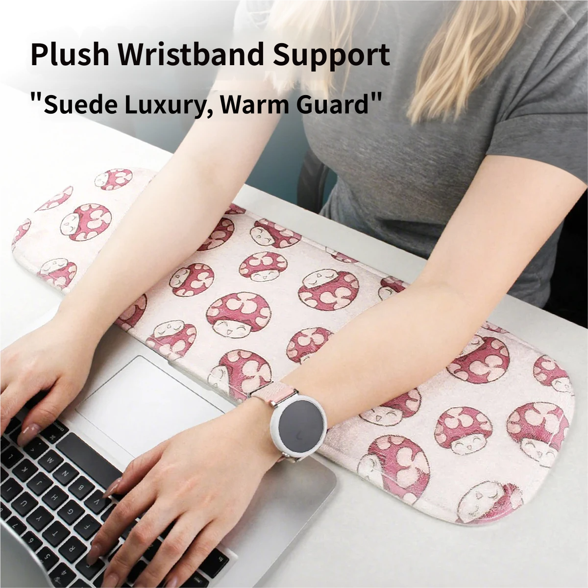 Green Ergonomic Plush Wrist Rest 2PCS Set – 80×20cm Keyboard Wrist Pad + view 2