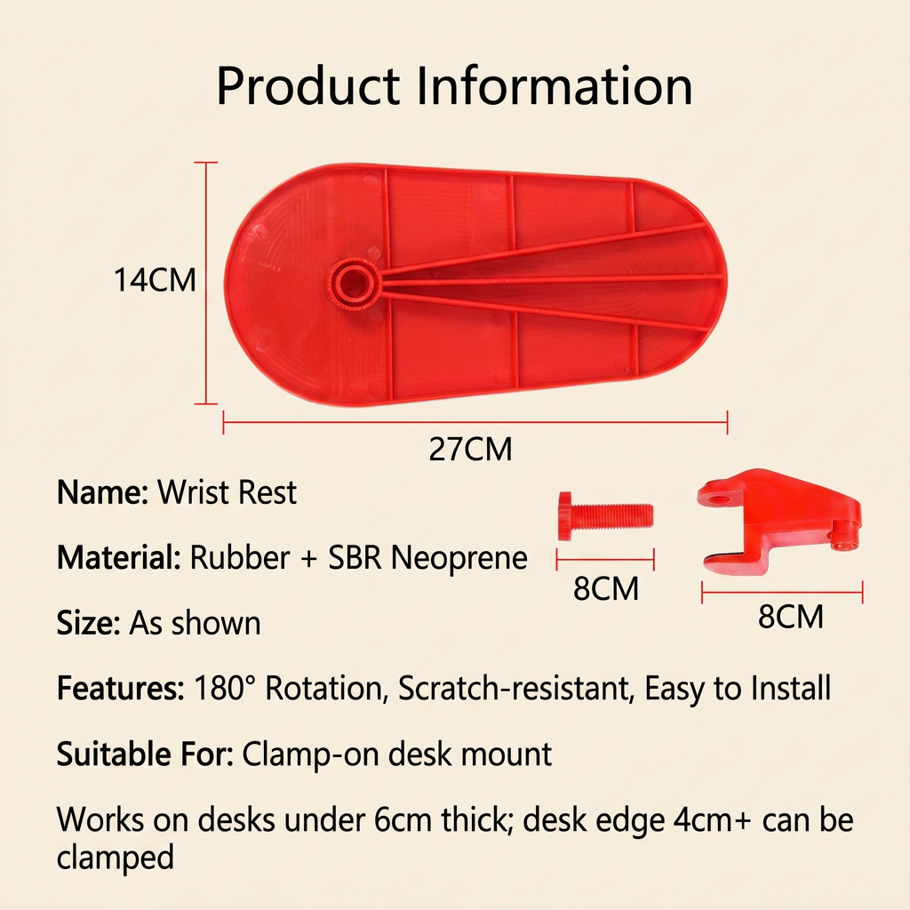 2 Pack Black Red 180° Rotating Ergonomic Arm Rest for Desk – Clamp On Computer view 4