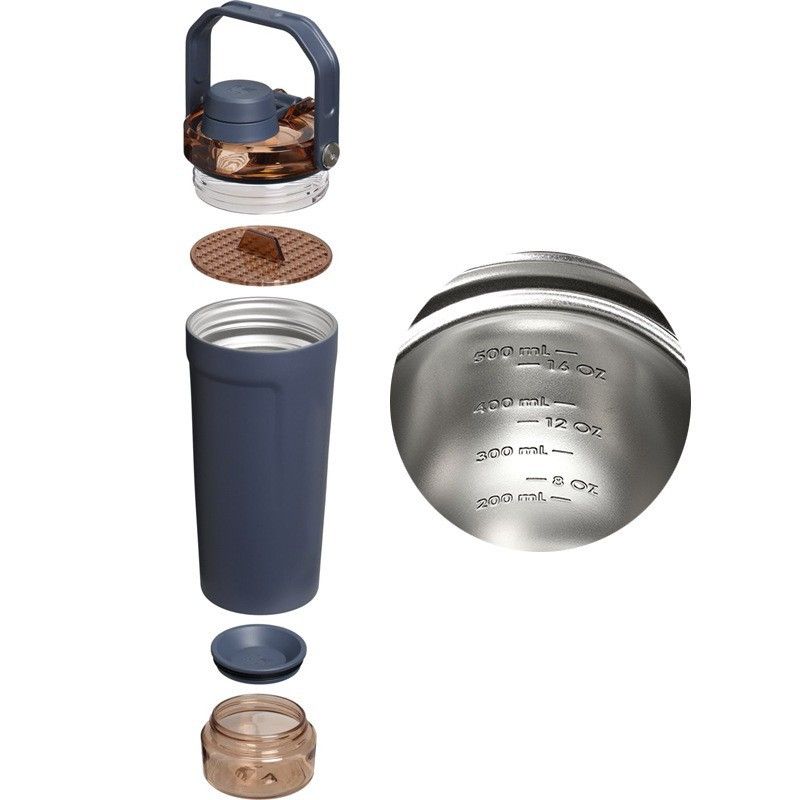 Black Sports Nutritional Drinkware Set with 16oz Stainless Steel Protein view 2