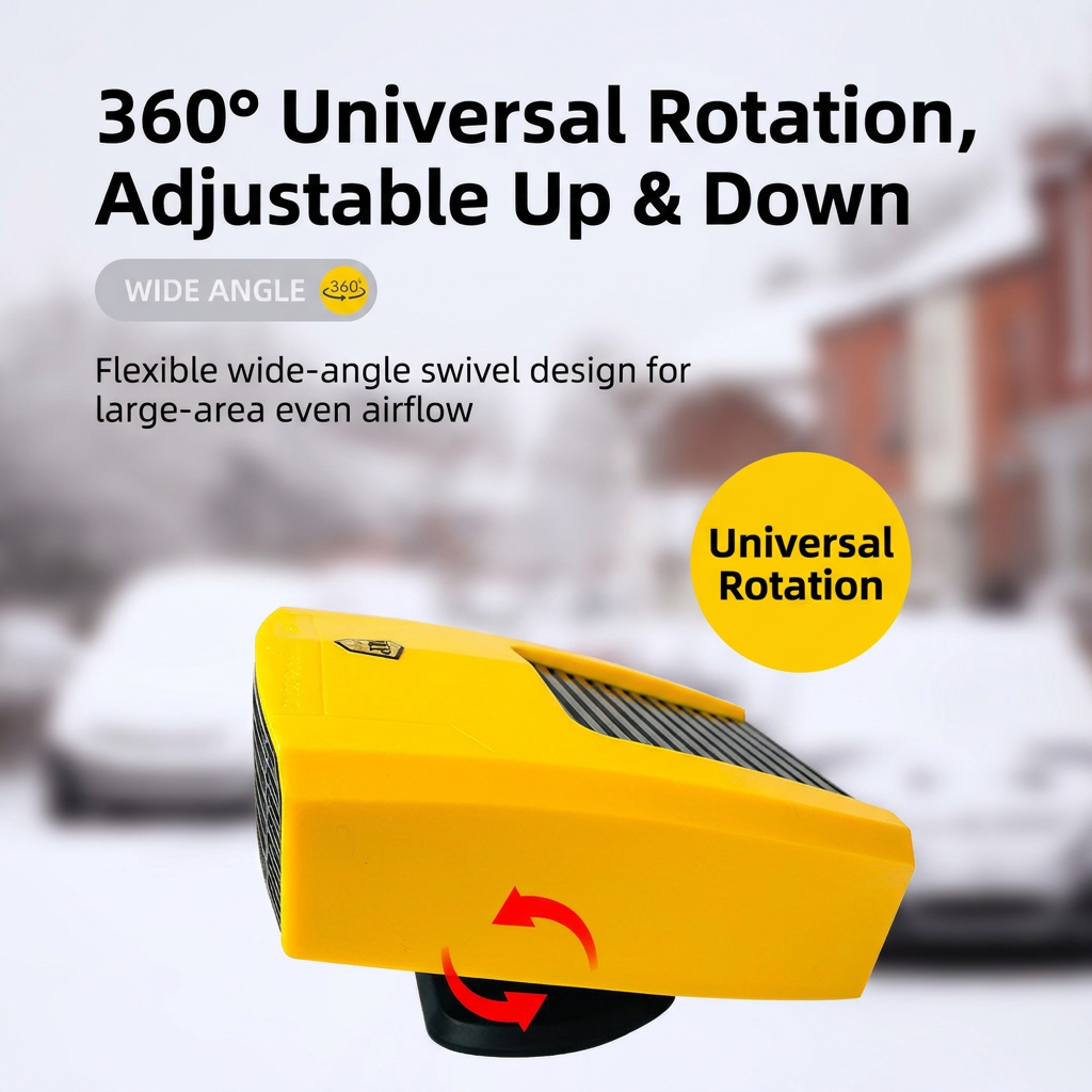 Black Portable Car Heater Fan with 360° Adjustable Base view 6