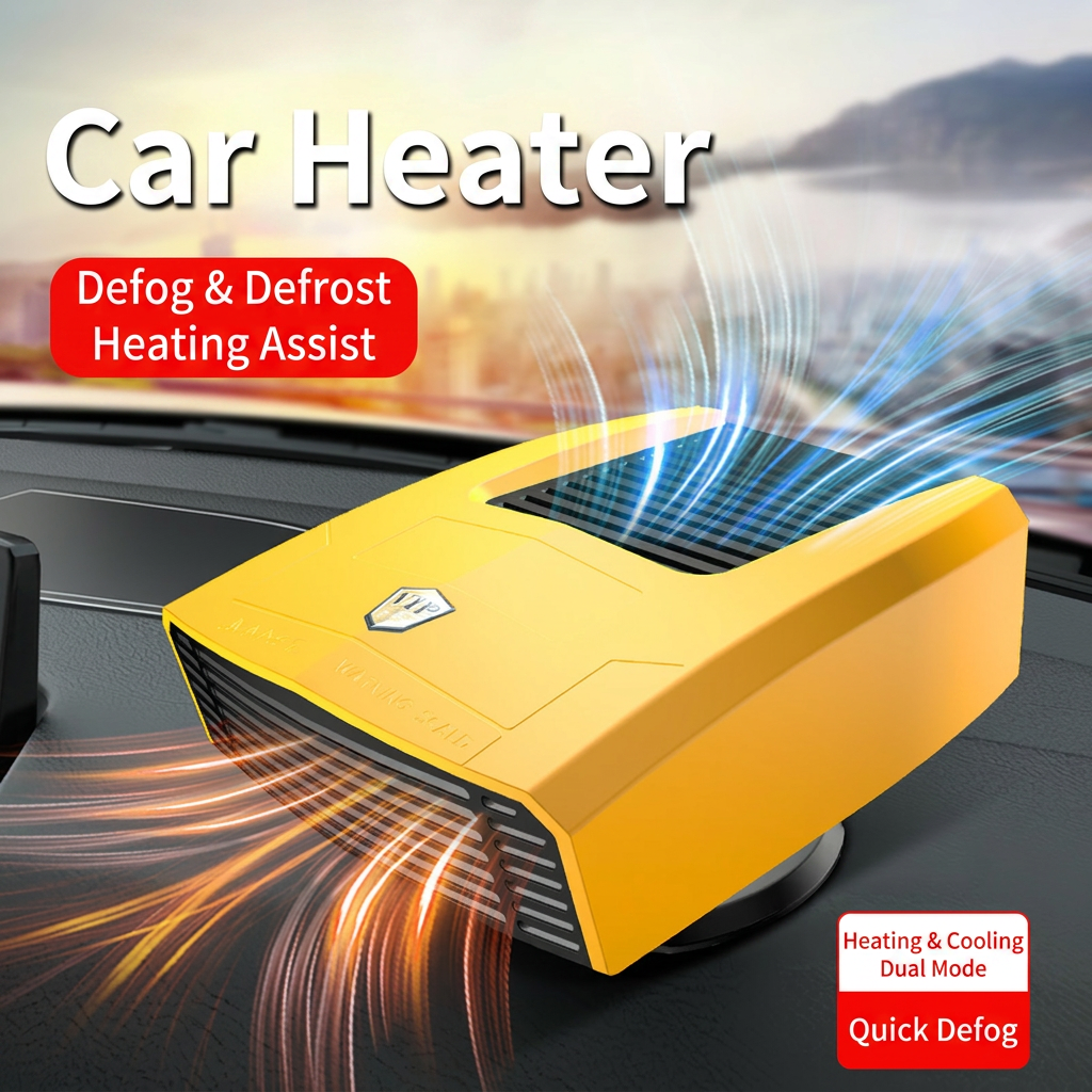 Red Compact Car Heater Fan with 360° Adjustable Base view 2