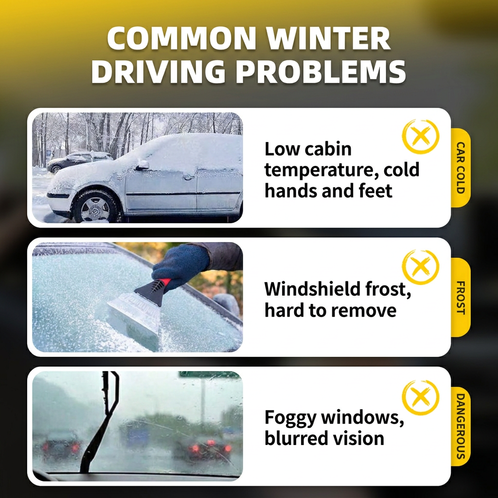 Yellow Compact 360° Adjustable Car Heater Fan with 20PCS Removable Nano Double view 2