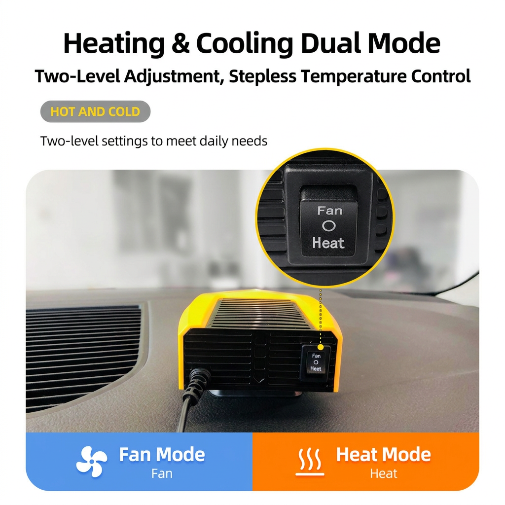 Green Compact 360° Adjustable Car Heater Fan with 20PCS Removable Nano Double view 4