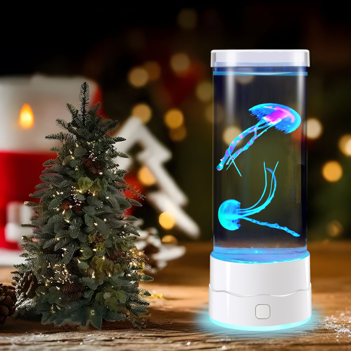 USB-C Powered Bionic Jellyfish LED Night Light with Dual Mode Touch Control view 2