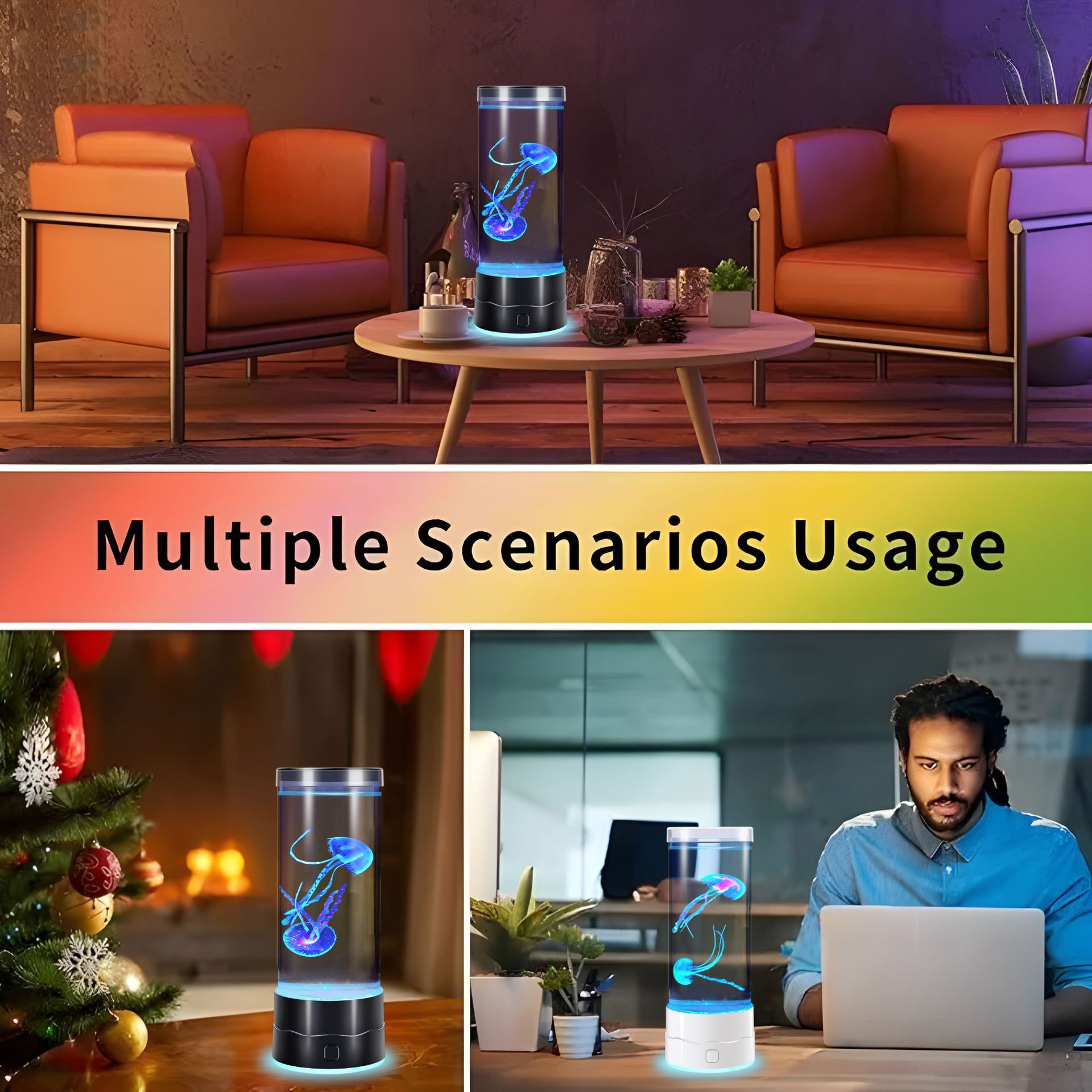 USB-C Powered Bionic Jellyfish LED Night Light with Dual Mode Touch Control view 4