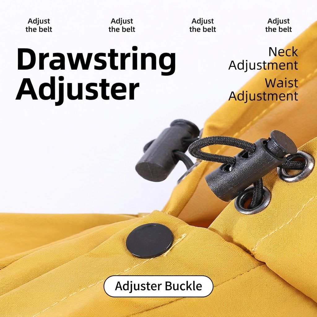 Yellow Waterproof Full Body Dog Raincoat with Adjustable Hood & Waist view 5