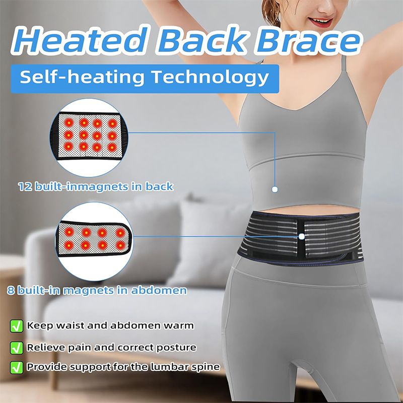 Self Heating Magnetic Therapy Back & Abdomen Compression Brace with 2 view 2