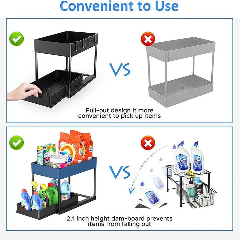 White Under Sink Organizer with Pull-Out Drawer view 4