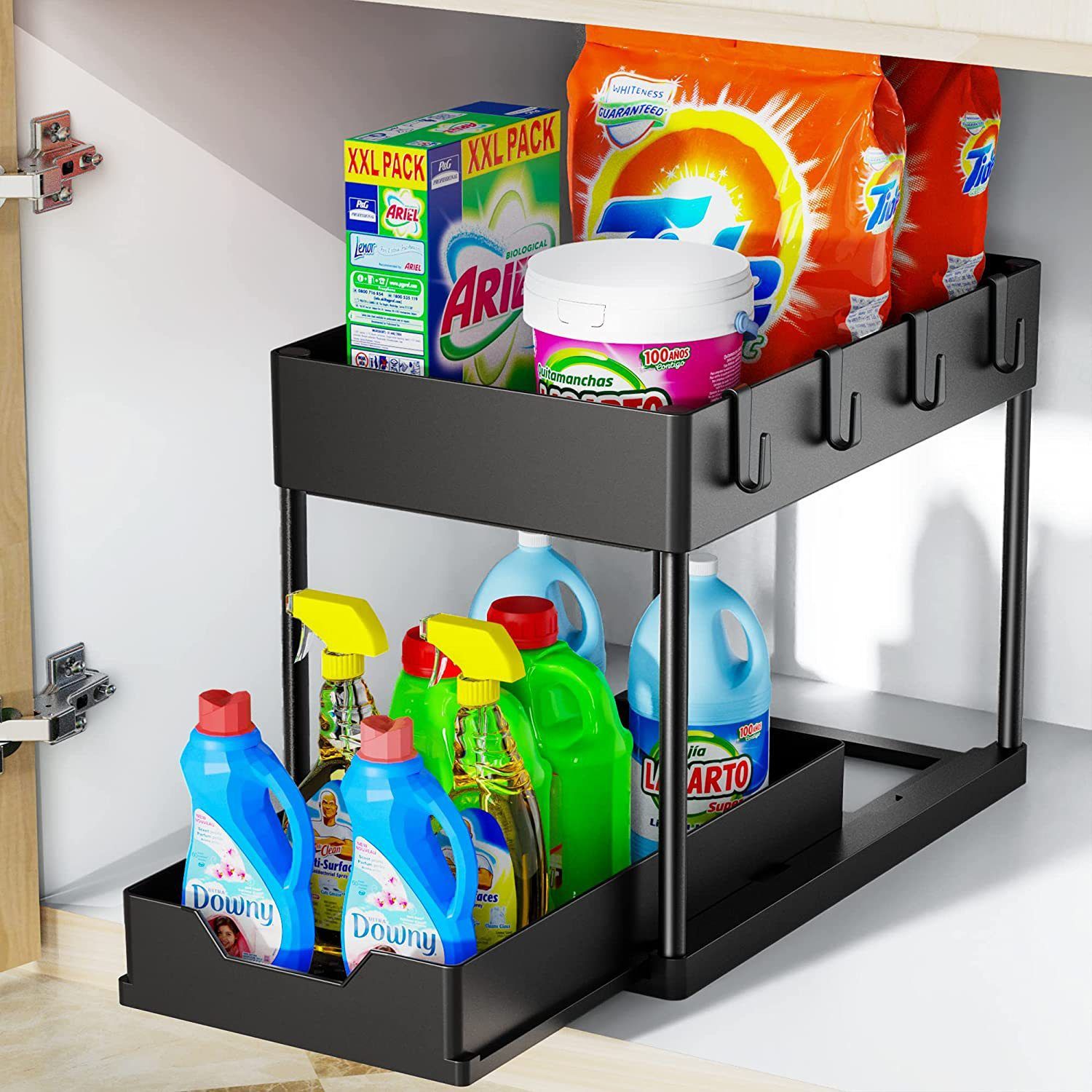 White Under Sink Organizer with Pull-Out Drawer view 6