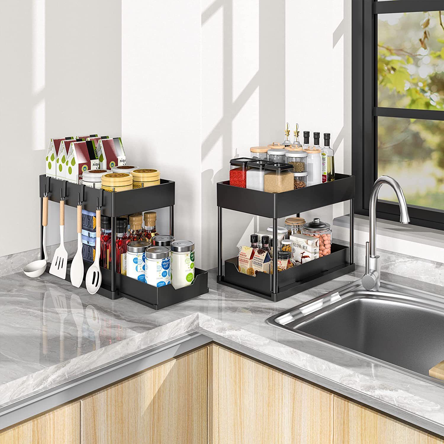 White Under Sink Organizer with Pull-Out Drawer view 7
