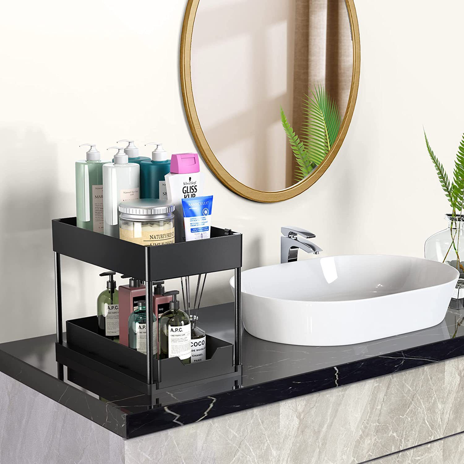 White Under Sink Organizer with Pull-Out Drawer view 8